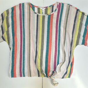 Time & Tru Striped Tie Front Blouse - Size Large
